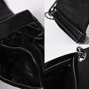 Very Good Condition CHANEL Chanel Matelasse Upside Down Chain Shoulder Bag No. 12 Coco Mark Patent Leather Black Used 4a009343