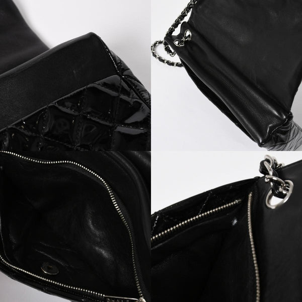 Very Good Condition CHANEL Chanel Matelasse Upside Down Chain Shoulder Bag No. 12 Coco Mark Patent Leather Black Used 4a009343