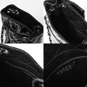 Very Good Condition CHANEL Chanel Matelasse Upside Down Chain Shoulder Bag No. 12 Coco Mark Patent Leather Black Used 4a009343