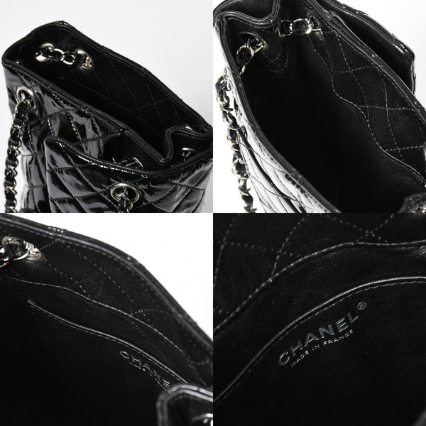Very Good Condition CHANEL Chanel Matelasse Upside Down Chain Shoulder Bag No. 12 Coco Mark Patent Leather Black Used 4a009343