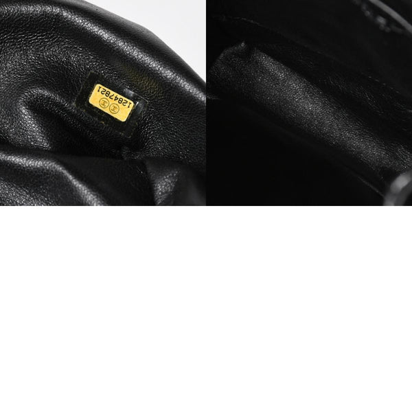 Very Good Condition CHANEL Chanel Matelasse Upside Down Chain Shoulder Bag No. 12 Coco Mark Patent Leather Black Used 4a009343