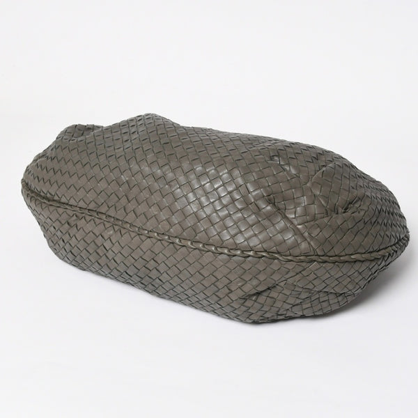 極美品 BOTTEGA VENETA ボッテガヴェネタ ホーボーワンショルダーバッグ イントレチャート レザー グレー B01259445Y 中古 4a009350