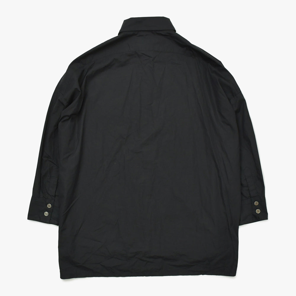 極美品 CHROME HEARTS クロムハーツ マハルキタ 長袖シャツ U.S.A製 コットン シルバー925 ブラック サイズM 中古 4a009363