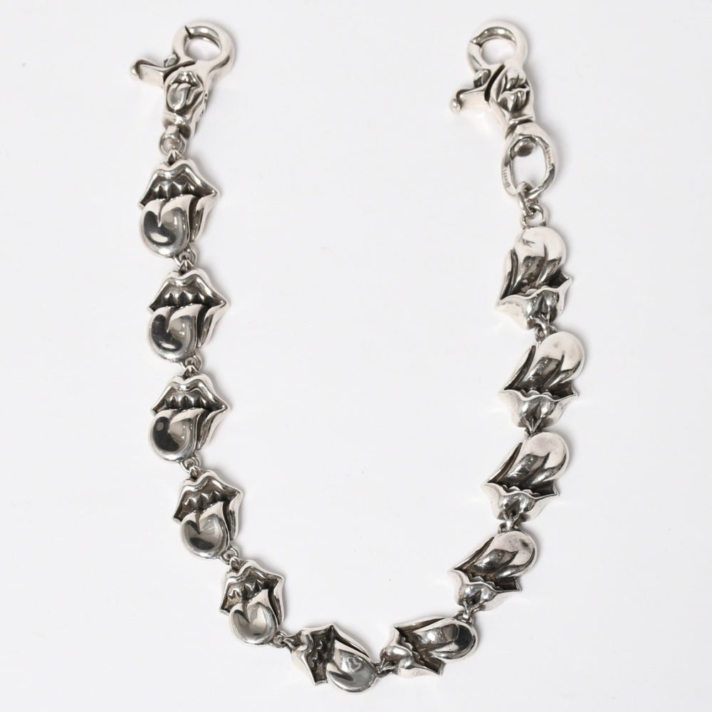 極美品 CHROME HEARTS クロムハーツ ローリングストーンズ リップ&タン ウォレットチェーン ロング 重量466.0g 全長55cm 11リンク 中古 4a009386
