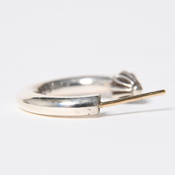 Very Good Condition CHROME HEARTS HOOP PLAIN Plain Hoop Earrings Weight Approximately 3.40g 1995/.925 Engraved Silver 925 Single Ear Used 4a009374