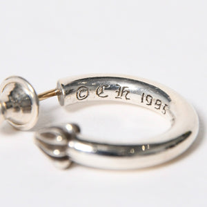 Very Good Condition CHROME HEARTS HOOP PLAIN Plain Hoop Earrings Weight Approximately 3.40g 1995/.925 Engraved Silver 925 Single Ear Used 4a009374