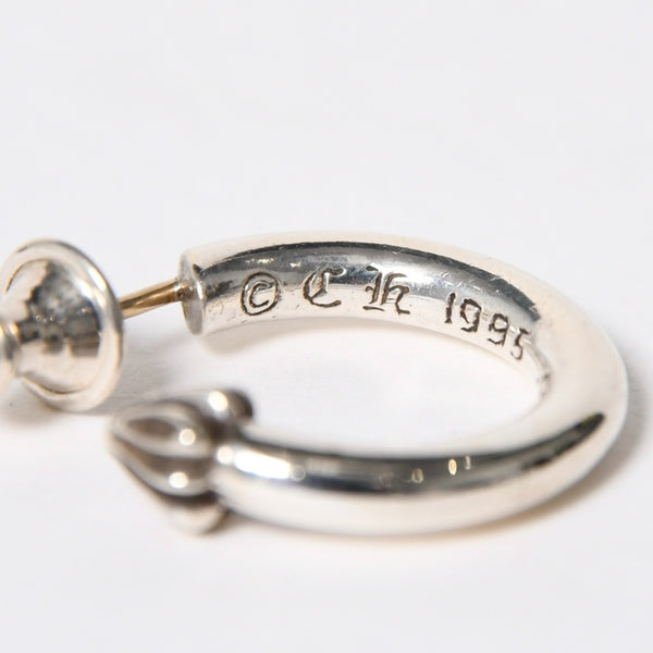 Very Good Condition CHROME HEARTS HOOP PLAIN Plain Hoop Earrings Weight Approximately 3.40g 1995/.925 Engraved Silver 925 Single Ear Used 4a009374