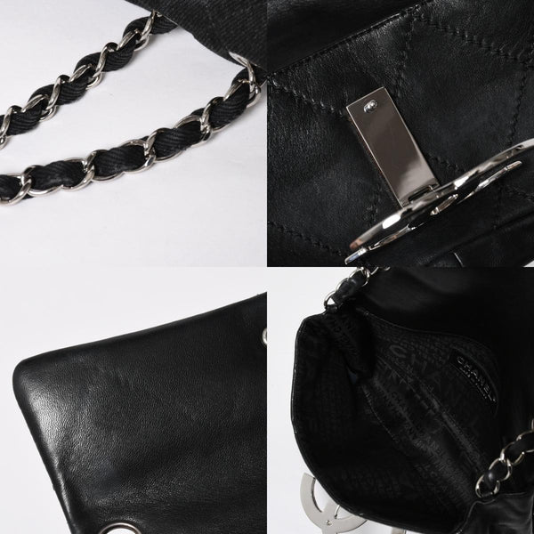 極美品 CHANEL シャネル ワイルドステッチ ミニチェーンショルダーバッグ 9番台 ココマーク ラムスキン ブラック シルバー金具 中古 4a009388