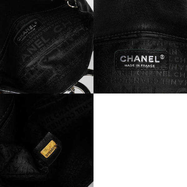 極美品 CHANEL シャネル ワイルドステッチ ミニチェーンショルダーバッグ 9番台 ココマーク ラムスキン ブラック シルバー金具 中古 4a009388
