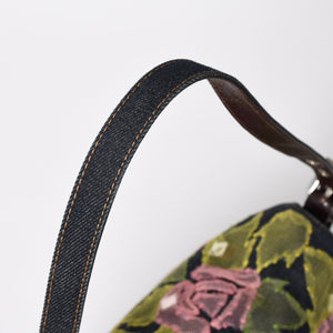 FENDI Mamma Bucket One Shoulder Bag 26325 Denim Floral Vintage Silver Hardware Good Condition Used 4a009731