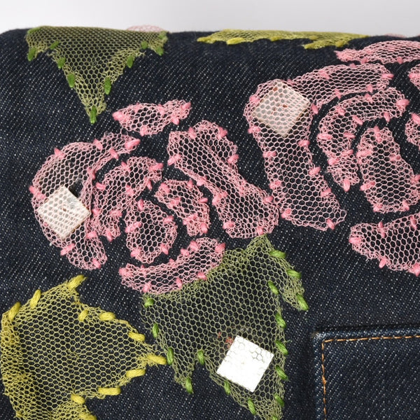 FENDI Mamma Bucket One Shoulder Bag 26325 Denim Floral Vintage Silver Hardware Good Condition Used 4a009731