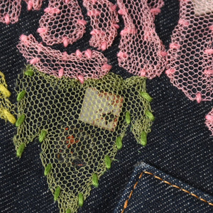 FENDI Mamma Bucket One Shoulder Bag 26325 Denim Floral Vintage Silver Hardware Good Condition Used 4a009731