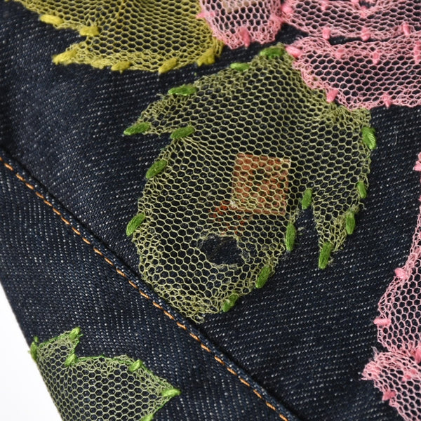 FENDI Mamma Bucket One Shoulder Bag 26325 Denim Floral Vintage Silver Hardware Good Condition Used 4a009731