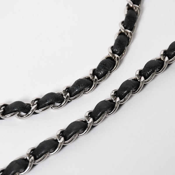 極美品 CHANEL シャネル ワイルドステッチ ミニチェーンショルダーバッグ 9番台 ココマーク ラムスキン ブラック シルバー金具 中古 4a009388