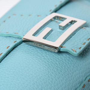 新品同様 FENDI フェンディ マンマバケット ワンショルダーバッグ 8BR600 セレリアレザー ブルー シルバー金具 中古 4a009607