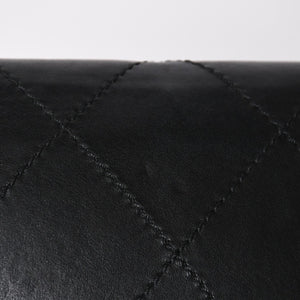 極美品 CHANEL シャネル ワイルドステッチ ミニチェーンショルダーバッグ 9番台 ココマーク ラムスキン ブラック シルバー金具 中古 4a009388
