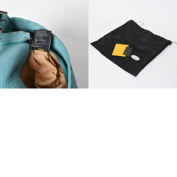 新品同様 FENDI フェンディ マンマバケット ワンショルダーバッグ 8BR600 セレリアレザー ブルー シルバー金具 中古 4a009607