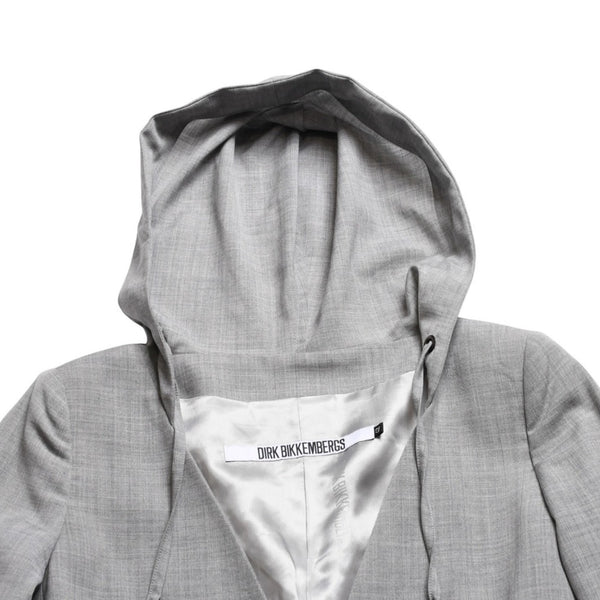DIRK BIKKEMBERGS Dark Bikkenberg Wool Tailored Jacket Size 42 Gray Archive Hooded Good Condition Used 4a009317