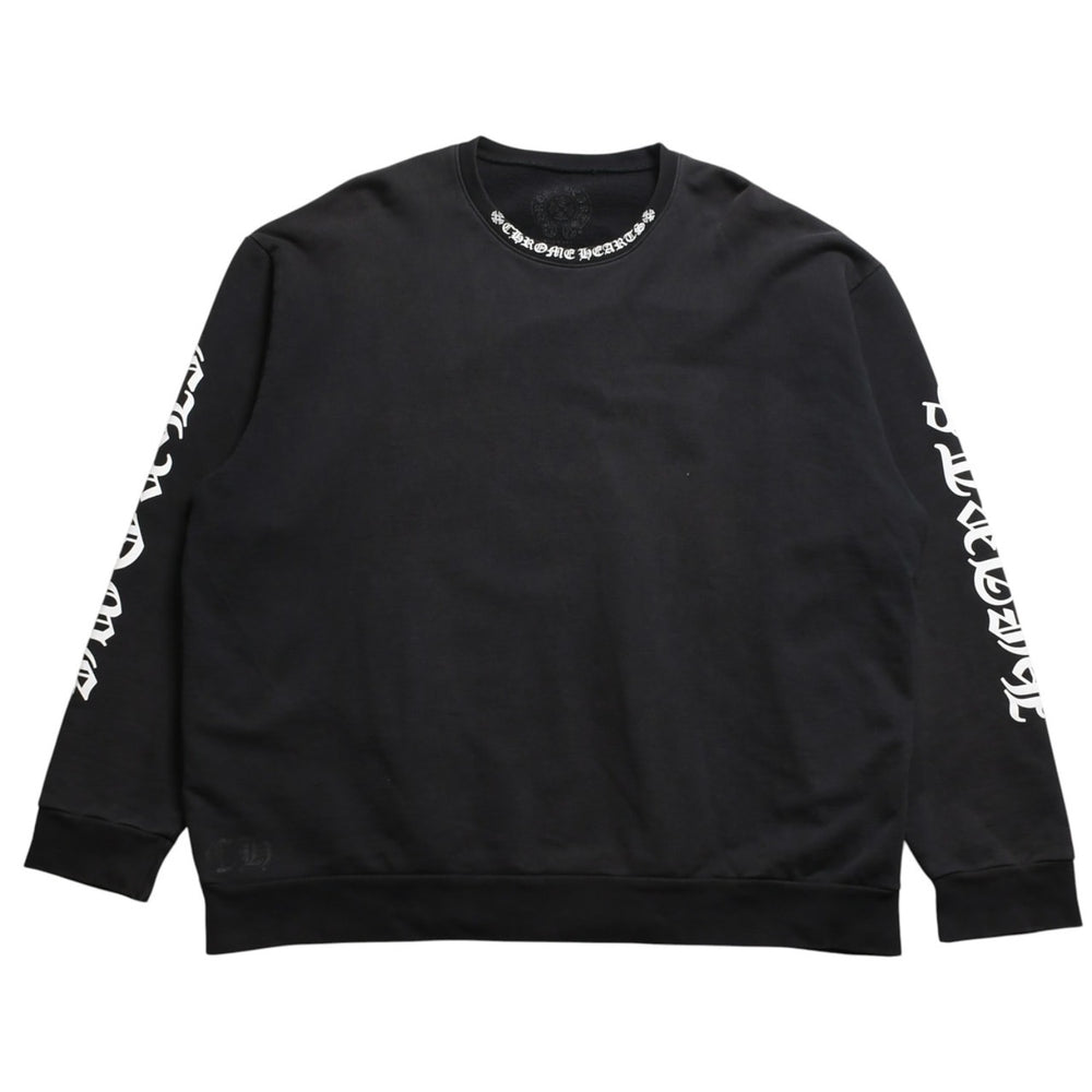 CHROME HEARTS クロムハーツ ネックロゴ クルーネック スウェット トレーナー サイズXL オールドイングリッシュ ブラック 美品 中古 4a009977