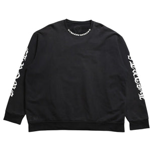 CHROME HEARTS クロムハーツ ネックロゴ クルーネック スウェット トレーナー サイズXL オールドイングリッシュ ブラック 美品 中古 4a009977