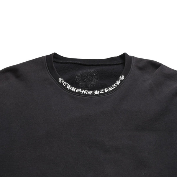 CHROME HEARTS クロムハーツ ネックロゴ クルーネック スウェット トレーナー サイズXL オールドイングリッシュ ブラック 美品 中古 4a009977