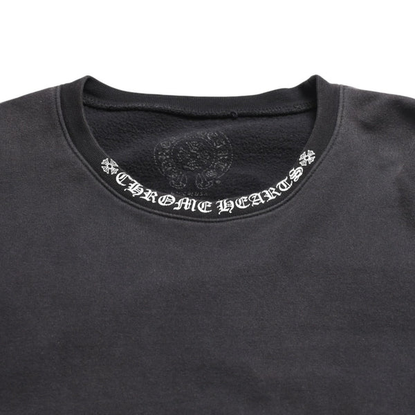 CHROME HEARTS クロムハーツ ネックロゴ クルーネック スウェット トレーナー サイズXL オールドイングリッシュ ブラック 美品 中古 4a009977