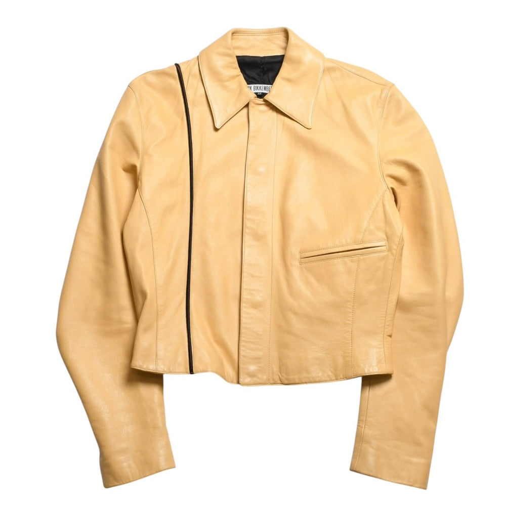 極美品 DIRK BIKKEMBERGS ダーク ビッケンバーグ レザージャケット ライダースジャケット サイズ44 イエロー アーカイブ 中古 4a009399