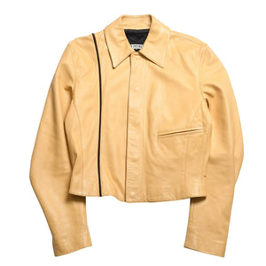 極美品 DIRK BIKKEMBERGS ダーク ビッケンバーグ レザージャケット ライダースジャケット サイズ44 イエロー アーカイブ 中古 4a009399