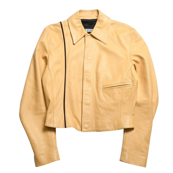 極美品 DIRK BIKKEMBERGS ダーク ビッケンバーグ レザージャケット ライダースジャケット サイズ44 イエロー アーカイブ 中古 4a009399