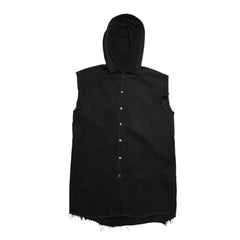 極美品 RAF SIMONS ラフシモンズ 03SS ノースリーブ シャツフーディ サイズ46 消費者期 ブラック アーカイブ 中古 4a009431