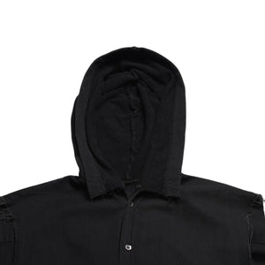 極美品 RAF SIMONS ラフシモンズ 03SS ノースリーブ シャツフーディ サイズ46 消費者期 ブラック アーカイブ 中古 4a009431