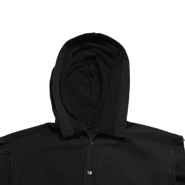 極美品 RAF SIMONS ラフシモンズ 03SS ノースリーブ シャツフーディ サイズ46 消費者期 ブラック アーカイブ 中古 4a009431