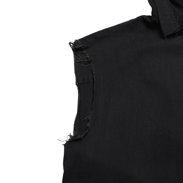 極美品 RAF SIMONS ラフシモンズ 03SS ノースリーブ シャツフーディ サイズ46 消費者期 ブラック アーカイブ 中古 4a009431