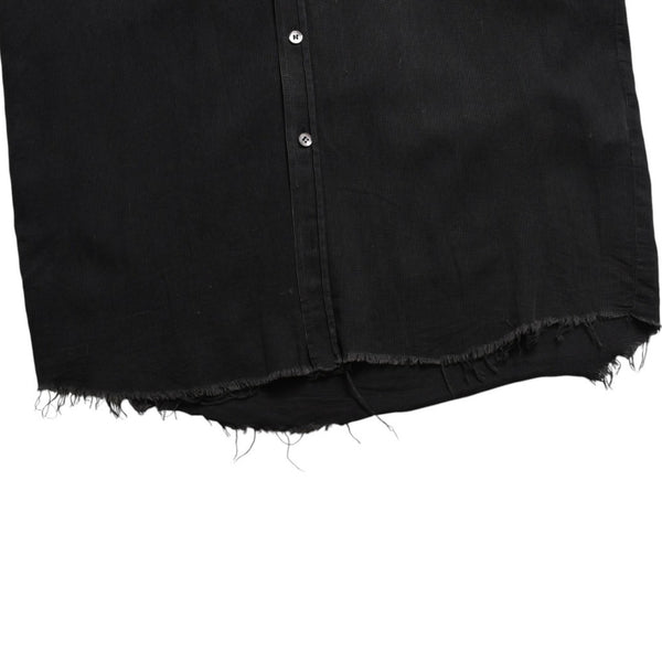 極美品 RAF SIMONS ラフシモンズ 03SS ノースリーブ シャツフーディ サイズ46 消費者期 ブラック アーカイブ 中古 4a009431