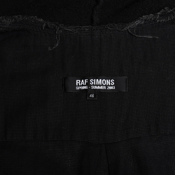 極美品 RAF SIMONS ラフシモンズ 03SS ノースリーブ シャツフーディ サイズ46 消費者期 ブラック アーカイブ 中古 4a009431