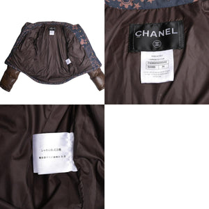 極美品 CHANEL シャネル ダウンジャケット P49800W05549 サイズ34 パリ-ダラスコレクション ココマーク ラムスキン ブラウン 中古 4a009712