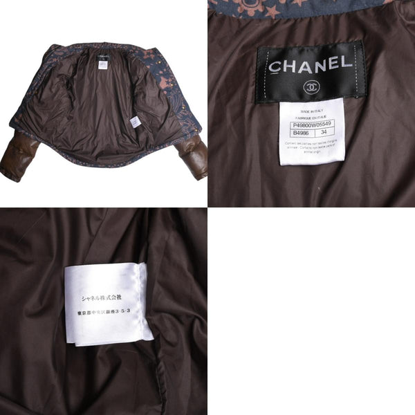 極美品 CHANEL シャネル ダウンジャケット P49800W05549 サイズ34 パリ-ダラスコレクション ココマーク ラムスキン ブラウン 中古 4a009712