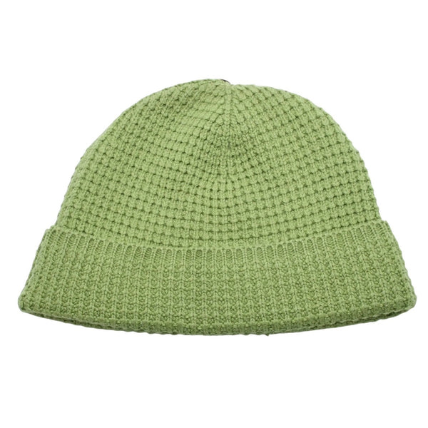 新品未使用 CHROME HEARTS クロムハーツ Hit＆Run Beanie ワッフルニット クロスボールボタン付き カシミヤ グリーン シルバー金具 中古 4a009362