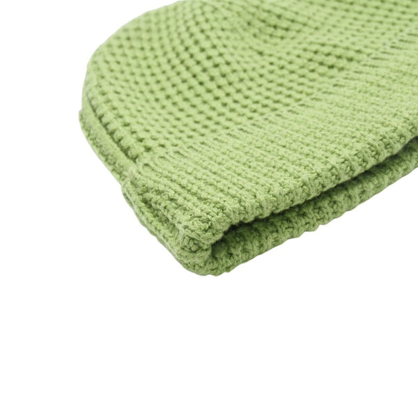 新品未使用 CHROME HEARTS クロムハーツ Hit＆Run Beanie ワッフルニット クロスボールボタン付き カシミヤ グリーン シルバー金具 中古 4a009362