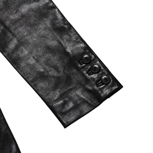 極美品 HELMUT LANG ヘルムートラング 01SS シングル レザー テーラードジャケット ブレザー H1041 サイズ38 本人期 ブラック 中古 4a009418