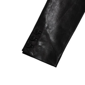 極美品 HELMUT LANG ヘルムートラング 01SS シングル レザー テーラードジャケット ブレザー H1041 サイズ38 本人期 ブラック 中古 4a009418