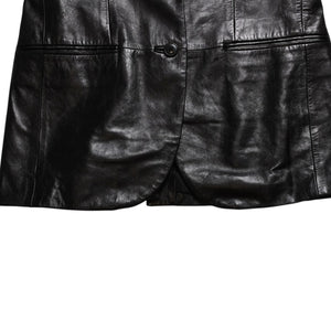 極美品 HELMUT LANG ヘルムートラング 01SS シングル レザー テーラードジャケット ブレザー H1041 サイズ38 本人期 ブラック 中古 4a009418