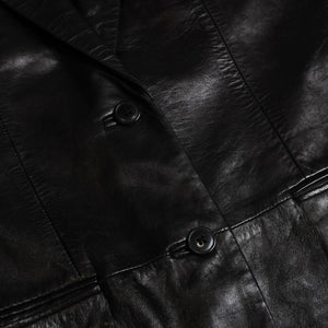 極美品 HELMUT LANG ヘルムートラング 01SS シングル レザー テーラードジャケット ブレザー H1041 サイズ38 本人期 ブラック 中古 4a009418