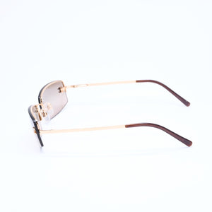 Mint condition CHANEL rimless glasses with side Coco mark, brown lenses, rhinestones, and gold hardware, 4093-B, size 56.◻16 130 Used 4a010062