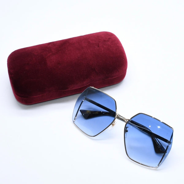 Very good condition GUCCI Gucci sunglasses eyewear GG0817/S 001 size 65□17 140 gold blue gradation used 4a009680