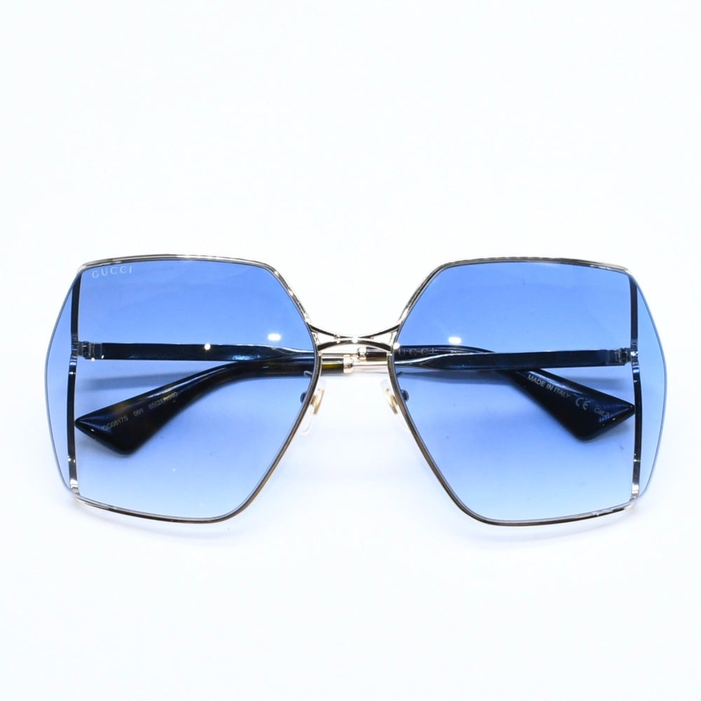 極美品 GUCCI グッチ サングラス アイウェア GG0817/S 001 サイズ65□17 140 ゴールド ブルー グラデーション 中古 4a009680