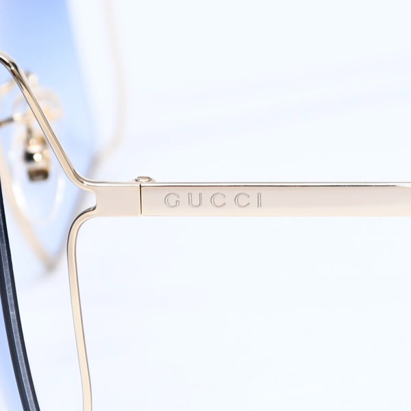 Very good condition GUCCI Gucci sunglasses eyewear GG0817/S 001 size 65□17 140 gold blue gradation used 4a009680