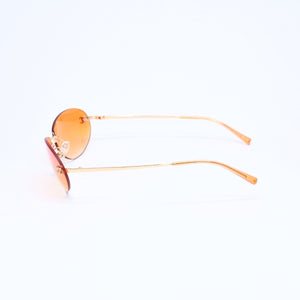 CHANEL rimless sunglasses with side Coco mark, orange lenses, and gold hardware, model number 4013 c.125/56, size 59.◻16 130 Excellent condition Used 4a010063