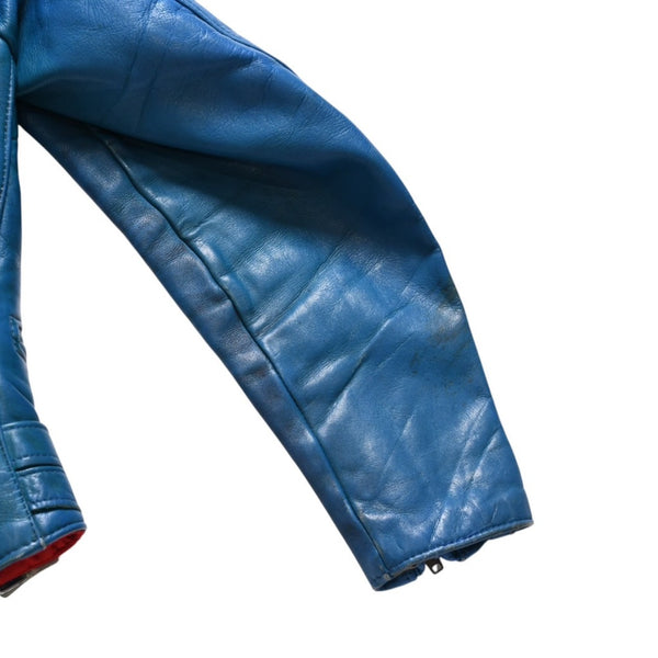 LEWIS LEATHERS ルイスレザーズ 391 ライトニング ダブルライダースジャケット ターコイズブルー AVIAKITタグ シルバー金具 良品 中古 4a009465