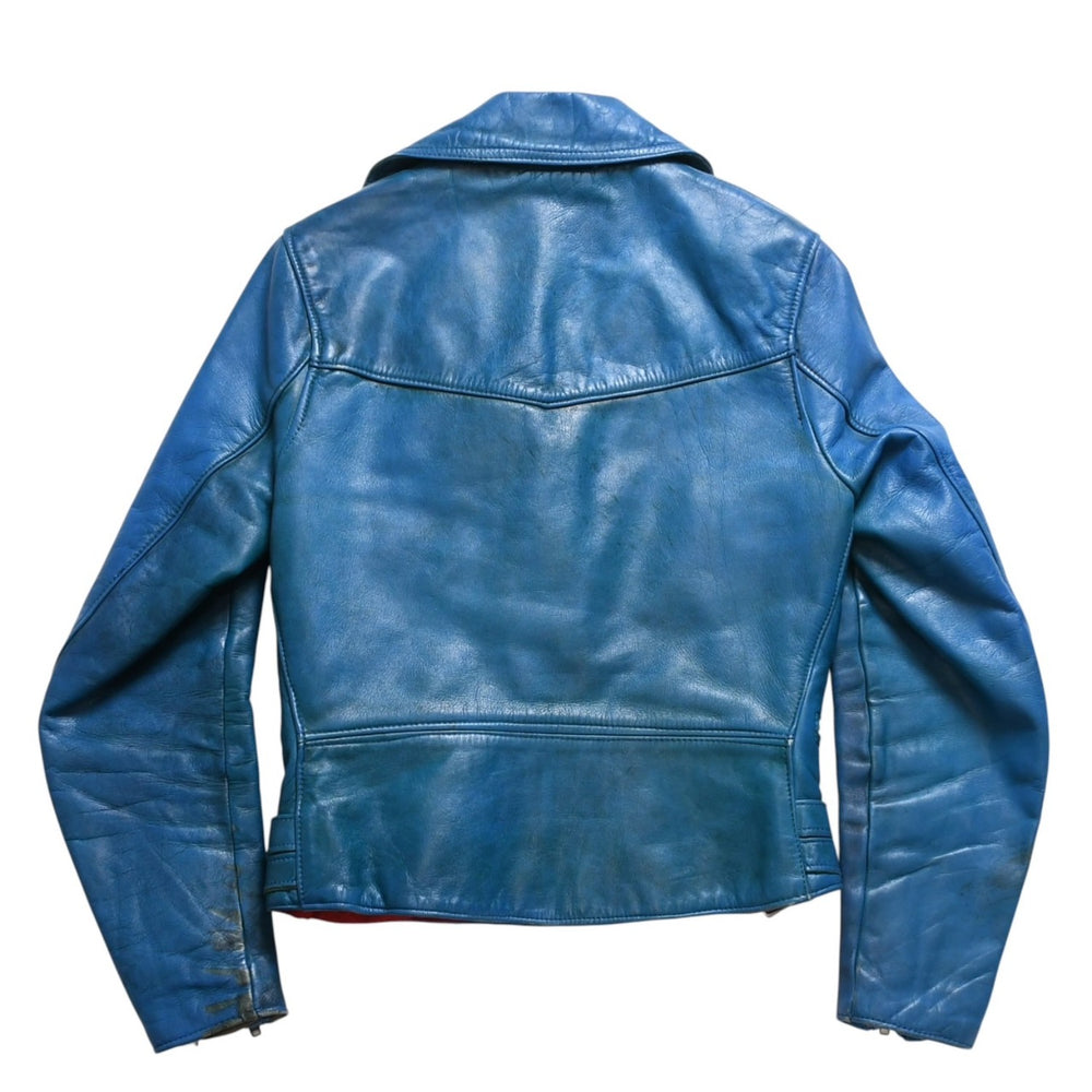 LEWIS LEATHERS 391 Lightning Double Riders Jacket Turquoise Blue AVIAKIT Tag Silver Hardware Good Used 4a009465